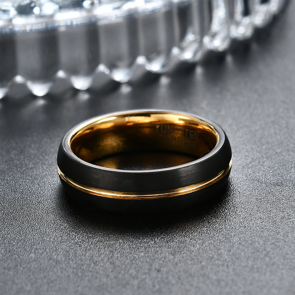 NOIR & GOLD 6mm Tungsten Steel Black-Gold Ring