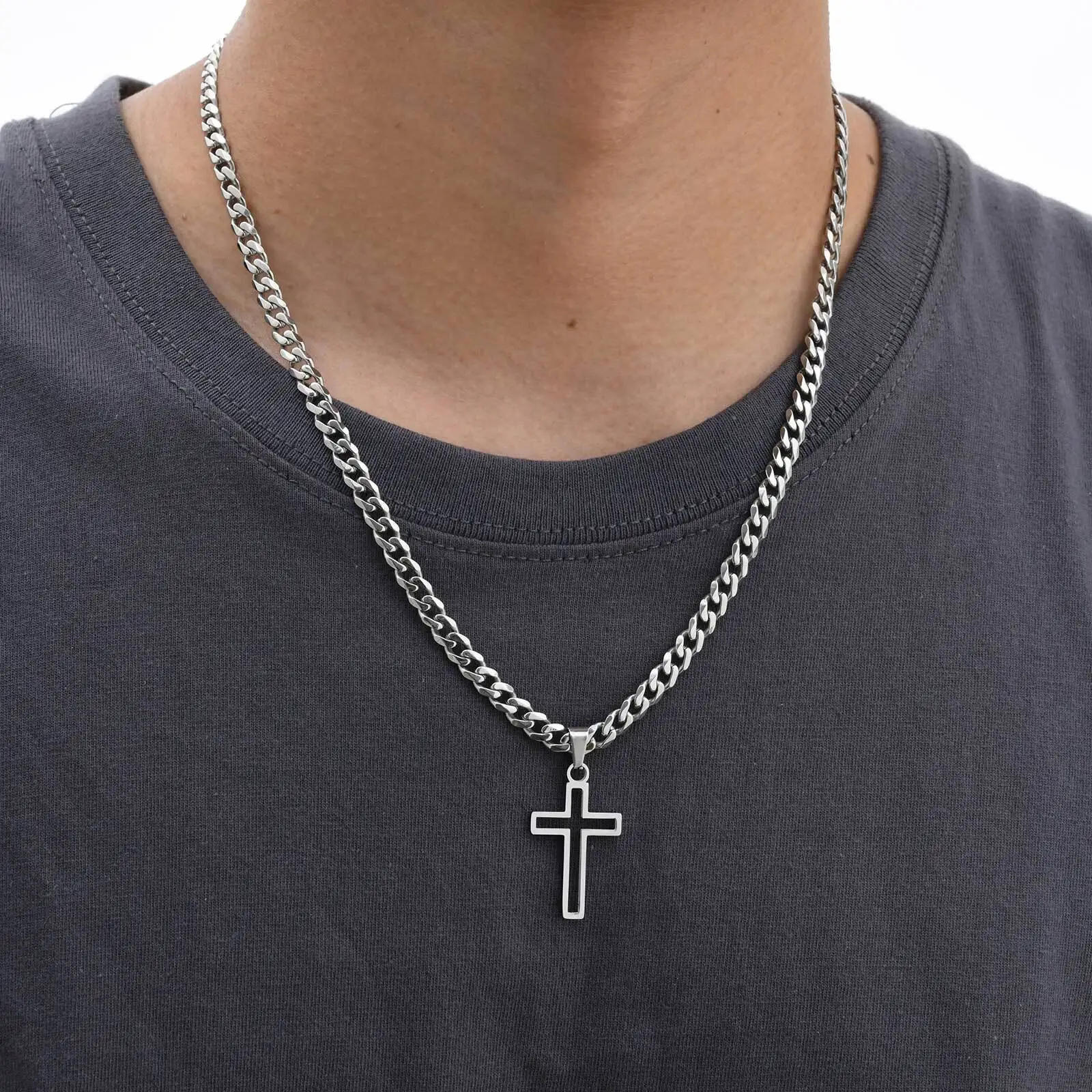 NOIR & GOLD Vnox Cross Pendant Black-Gold Necklace