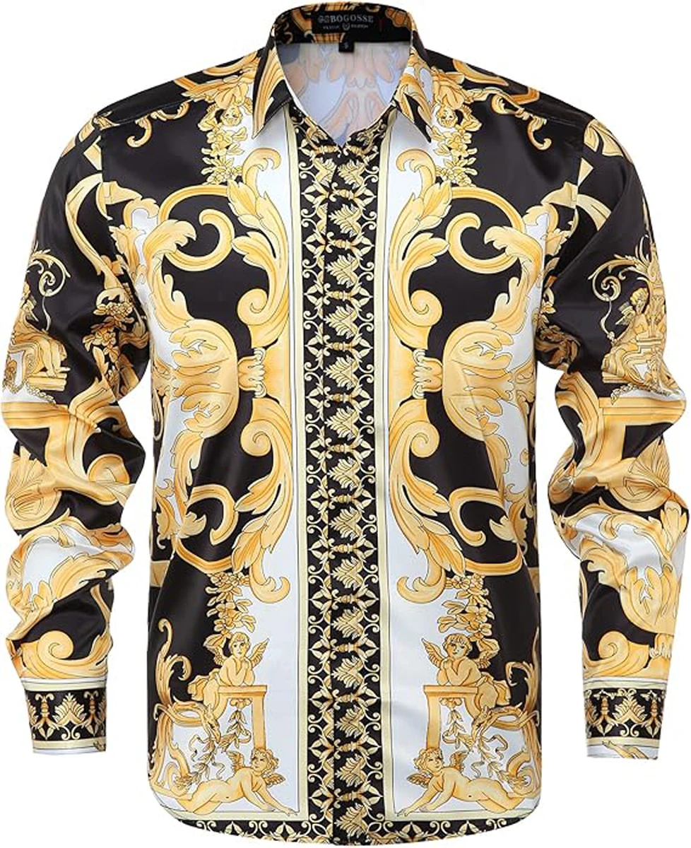 NOIR & GOLD 3D Printed Gold Chain Black Shirt